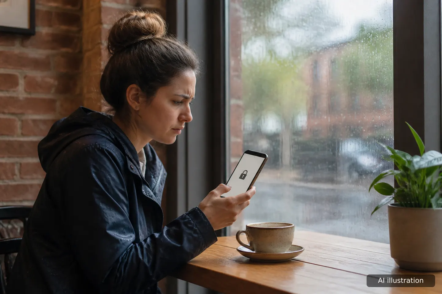 Person reviewing account security settings on a phone while working at a desk