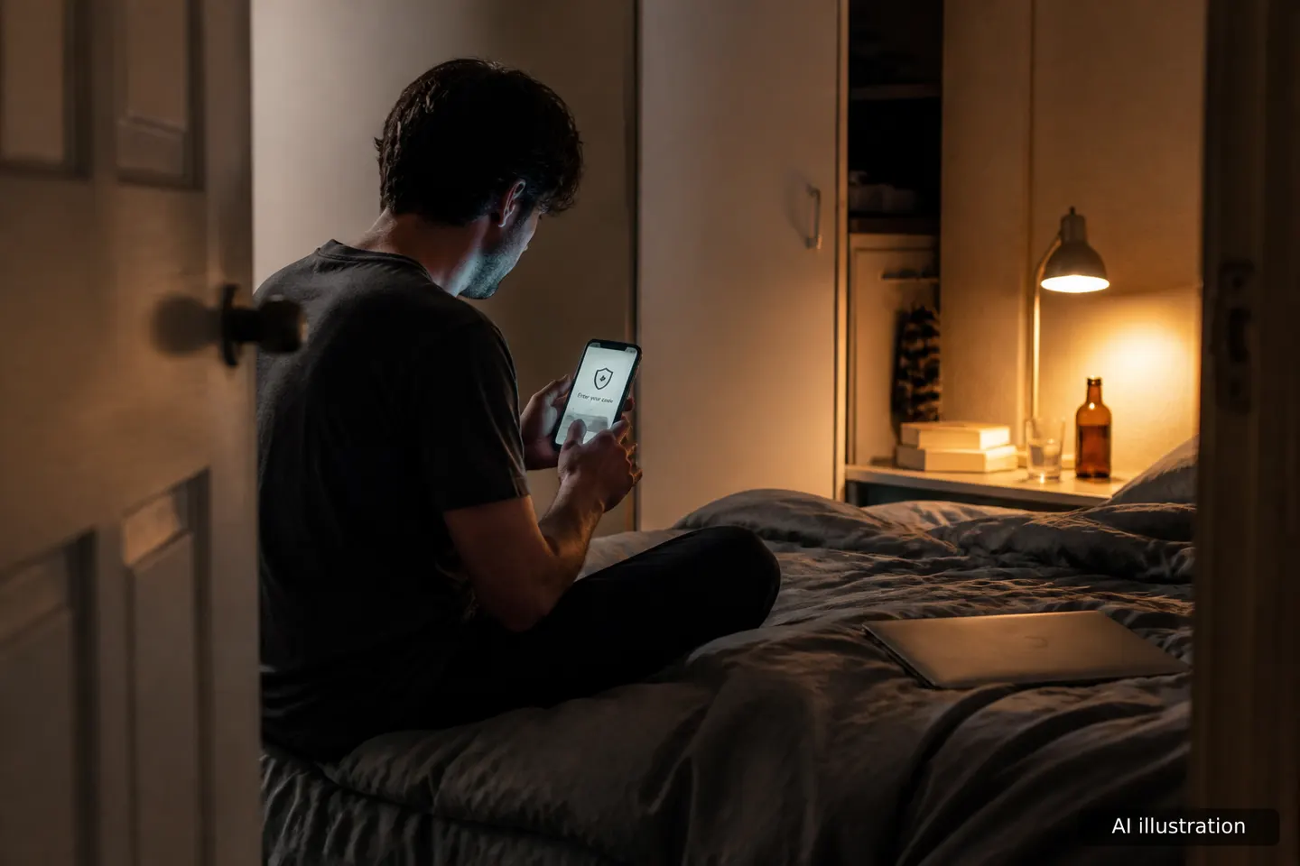 Person reviewing account security settings on a smartphone