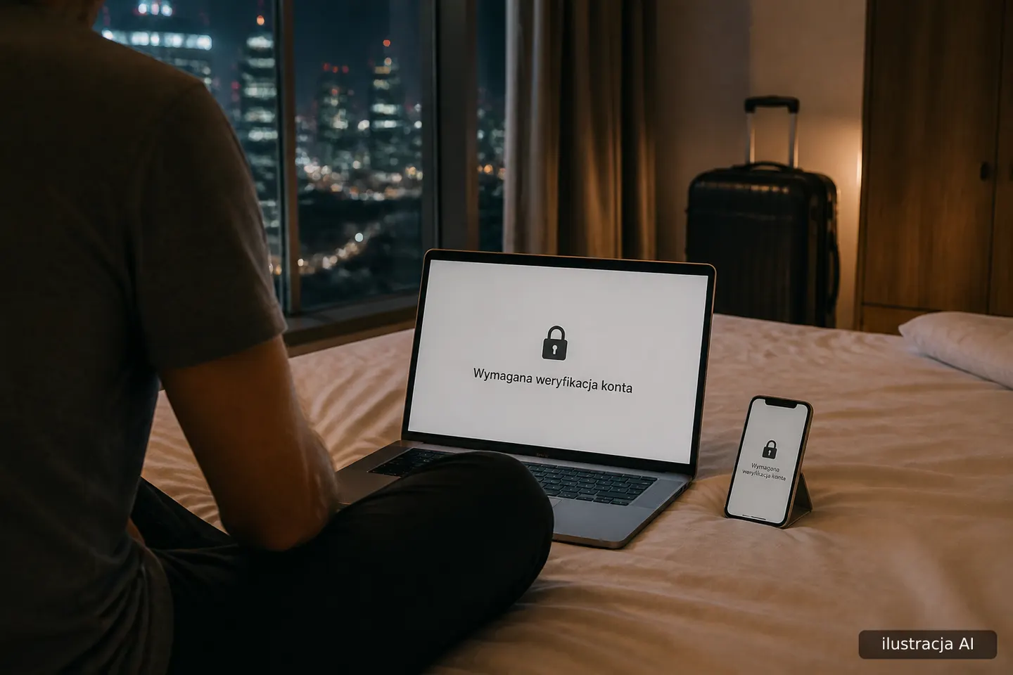 Osoba patrząca na telefon z zablokowanym kontem na Instagramie